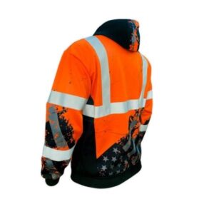 SafetyShirtz American Grit Orange Class 3 Type-R Reflective Safety Hoodie