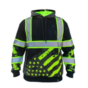 SafetyShirtz Stealth American Grit - Black - Type-O Reflective Safety Hoodie