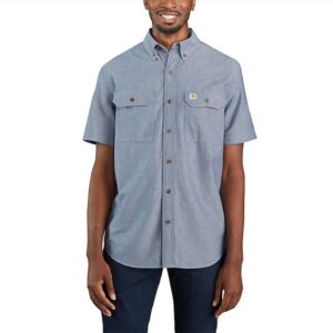 Loose Fit Midweight Chambray Short-Sleeve Shirt