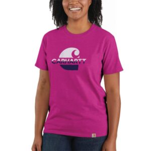 Carhartt Womens Loose Fit Heavyweight Short-Sleeve Faded Logo Graphic T-Shirt