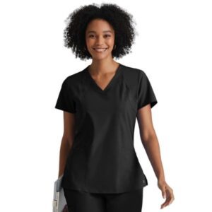 Greys Anatomy by Barco One Racer Women's 4-Pocket STRETCH Perforated Detail V-Neck Scrub Top