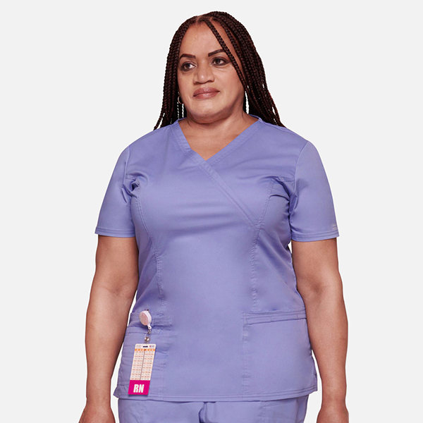 Cherokee Women's Mock Wrap Princess Seam Solid Scrub Top - Image 2