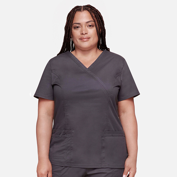 Cherokee Women's Mock Wrap Princess Seam Solid Scrub Top - Image 4