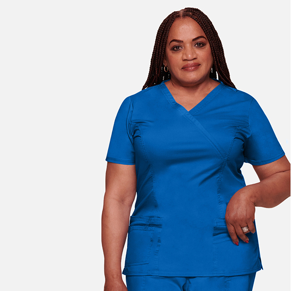 Cherokee Women's Mock Wrap Princess Seam Solid Scrub Top - Image 5