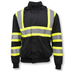 Radians High Neck Zip Front X-Back Hooded Sweatshirt