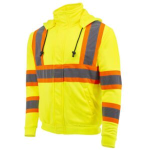Radians High Visibility High Neck Zip Front X-Back Hooded Sweatshirt